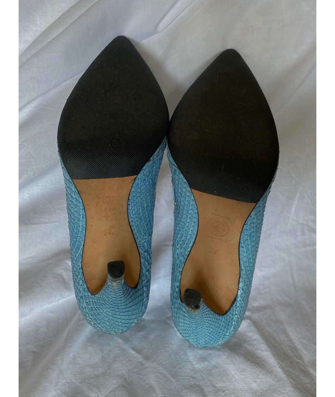 VERSACE Голубые туфли из экзотической кожи, фото 7