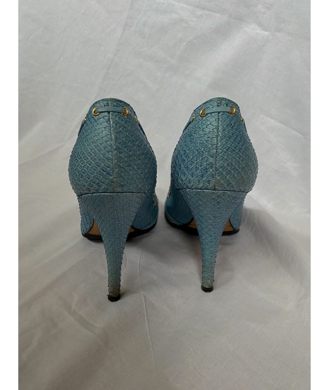 VERSACE Голубые туфли из экзотической кожи, фото 4