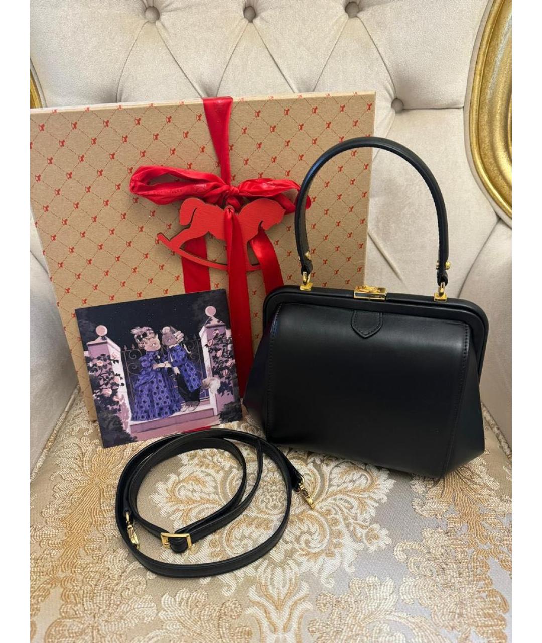 ULYANA SERGEENKO Черная кожаная сумка через плечо, фото 3