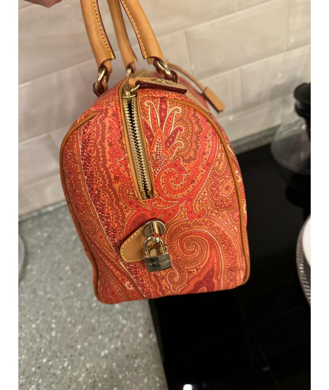 ETRO Оранжевая кожаная сумка с короткими ручками, фото 3