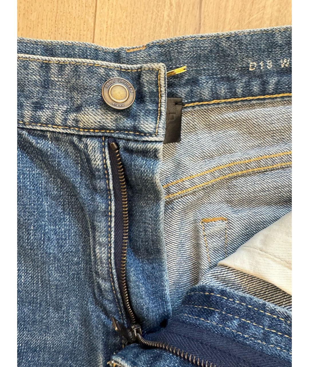 SAINT LAURENT Синие хлопковые прямые джинсы, фото 4