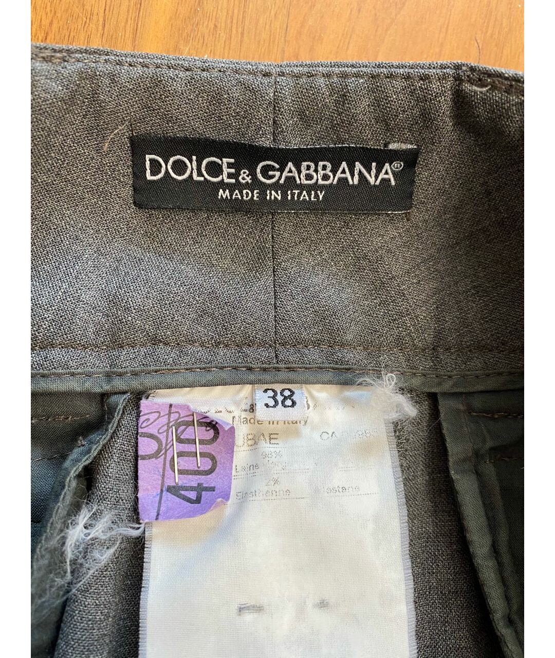 DOLCE&GABBANA Серые шерстяные прямые брюки, фото 4
