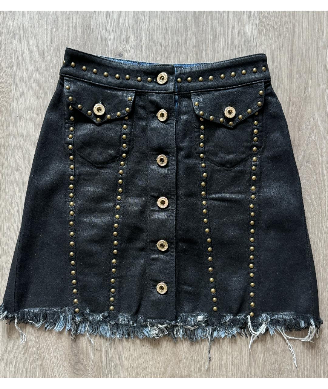 VERSACE JEANS COUTURE Черная полиуретановая юбка мини, фото 2