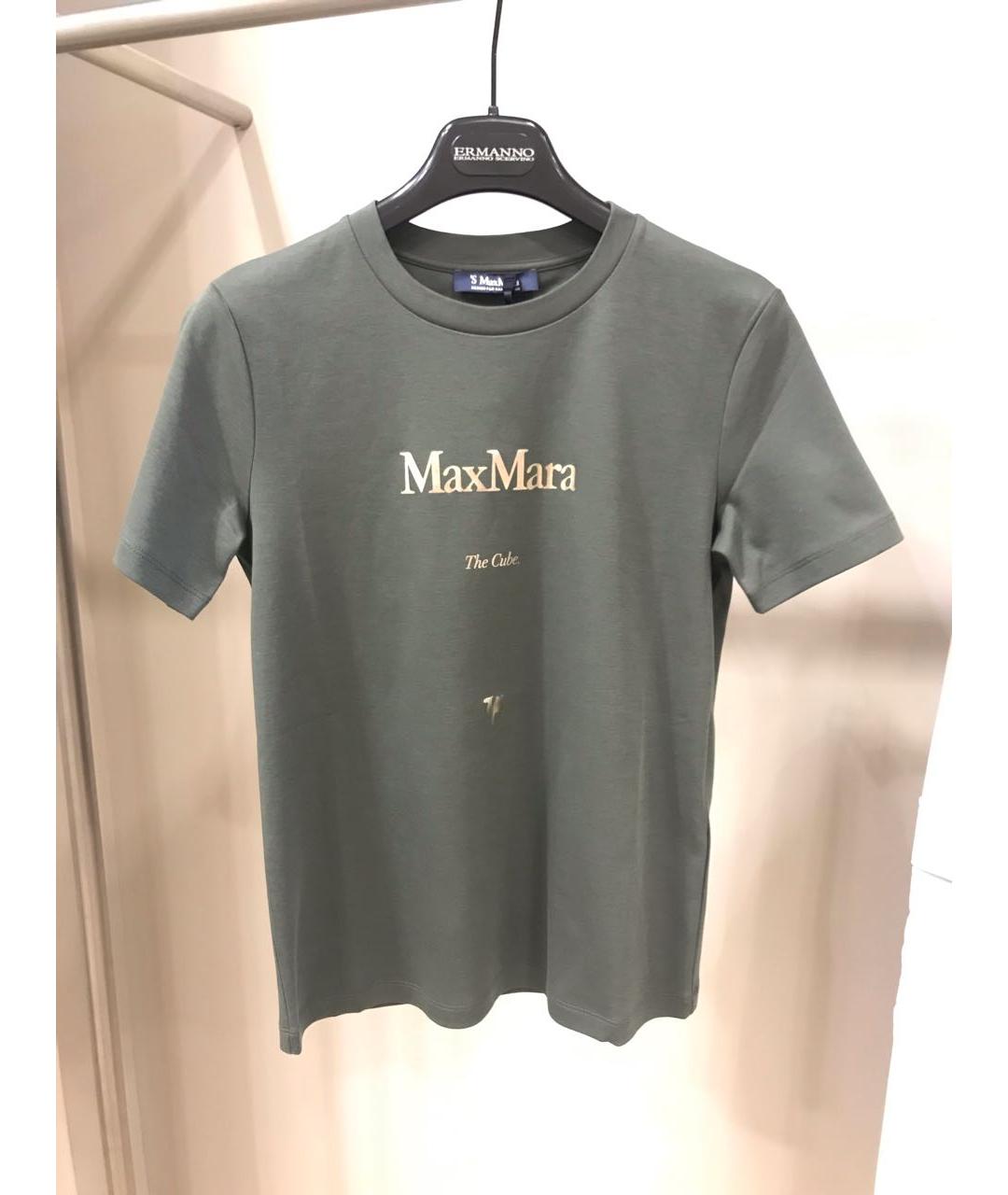 'S MAX MARA Хаки хлопковая футболка, фото 5