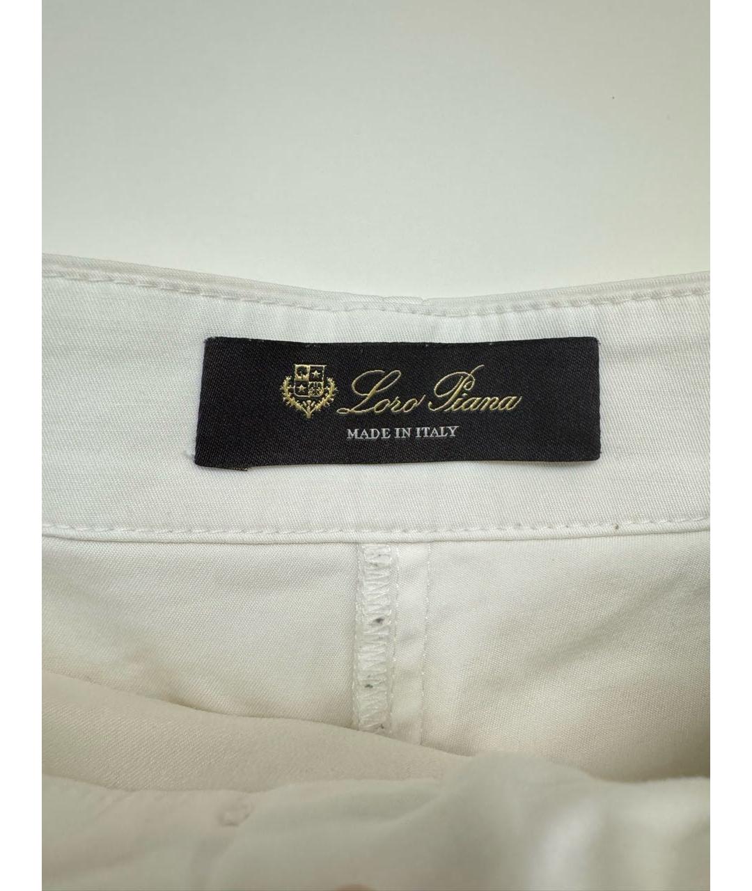 LORO PIANA Белые хлопко-эластановые шорты, фото 4
