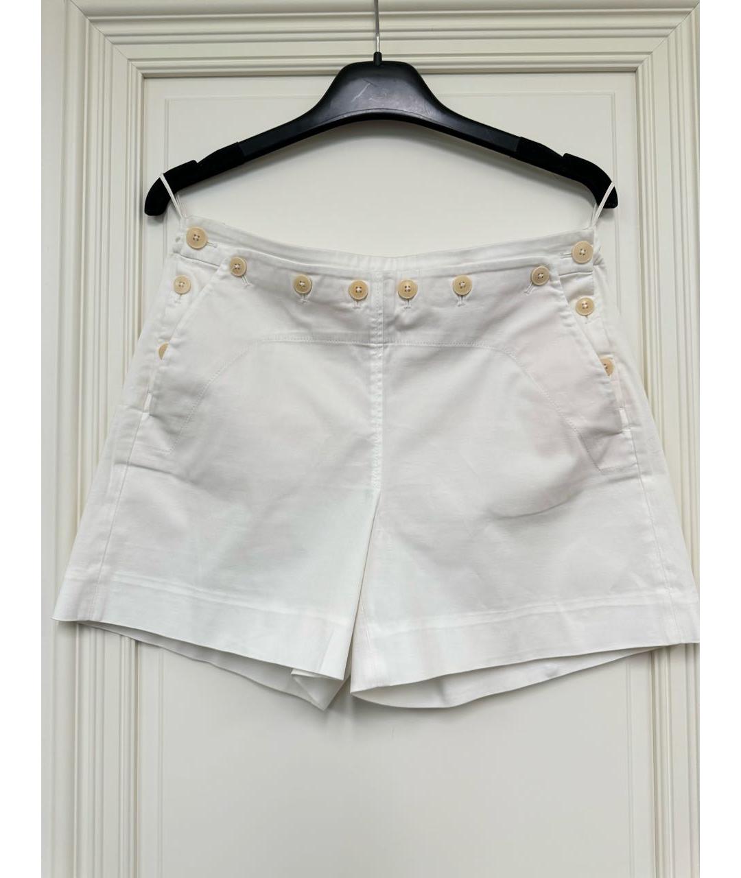 LORO PIANA Белые хлопко-эластановые шорты, фото 9