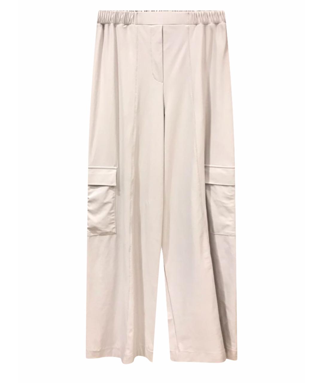 MAX MARA Белые полиамидовые брюки широкие, фото 1