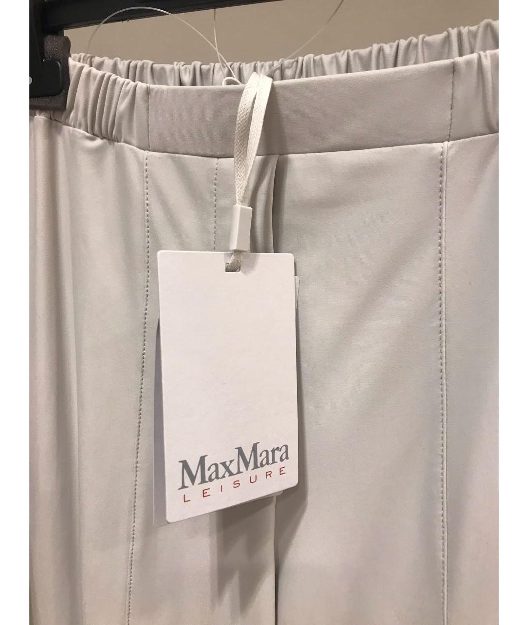 MAX MARA Белые полиамидовые брюки широкие, фото 3