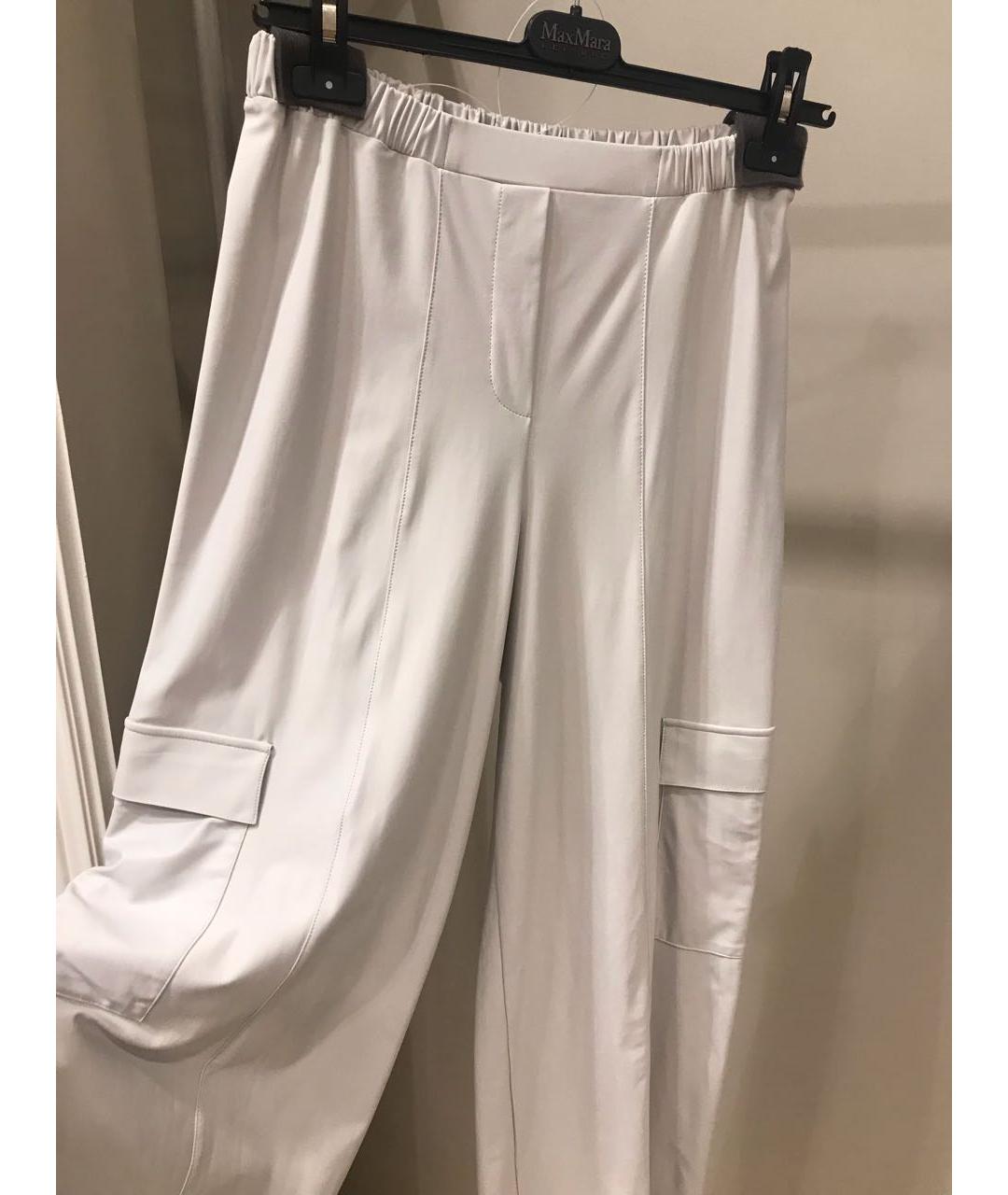 MAX MARA Белые полиамидовые брюки широкие, фото 4