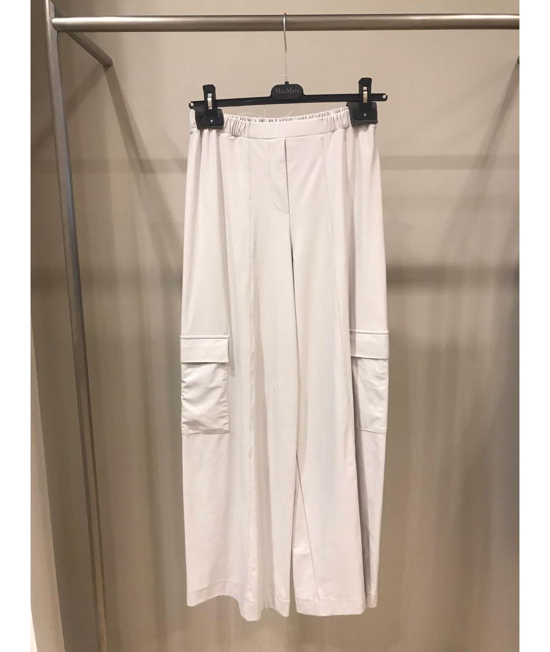 MAX MARA Белые полиамидовые брюки широкие, фото 5