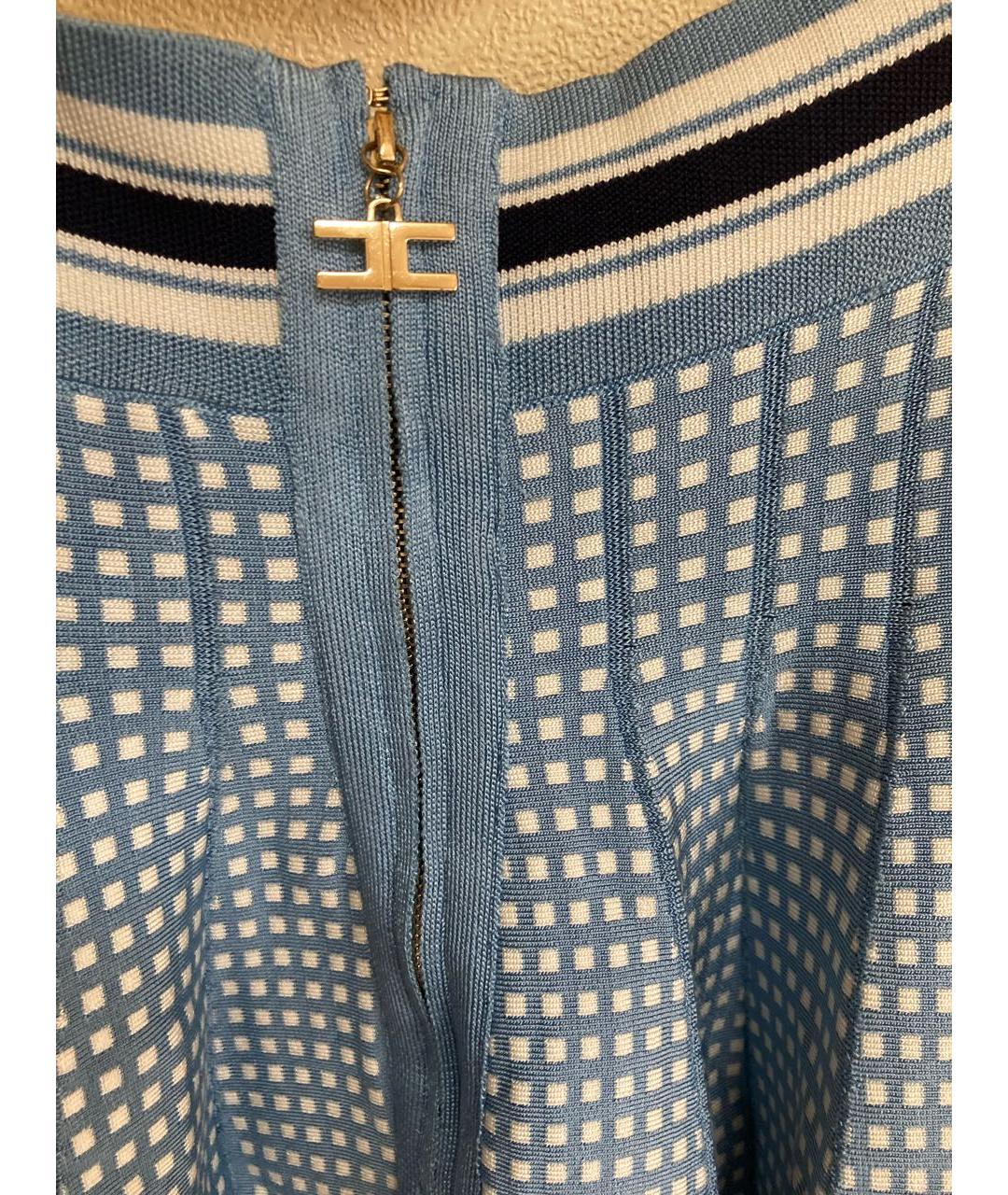 ELISABETTA FRANCHI Голубая вискозная юбка мини, фото 6