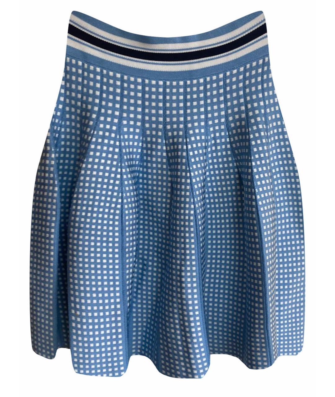 ELISABETTA FRANCHI Голубая вискозная юбка мини, фото 1