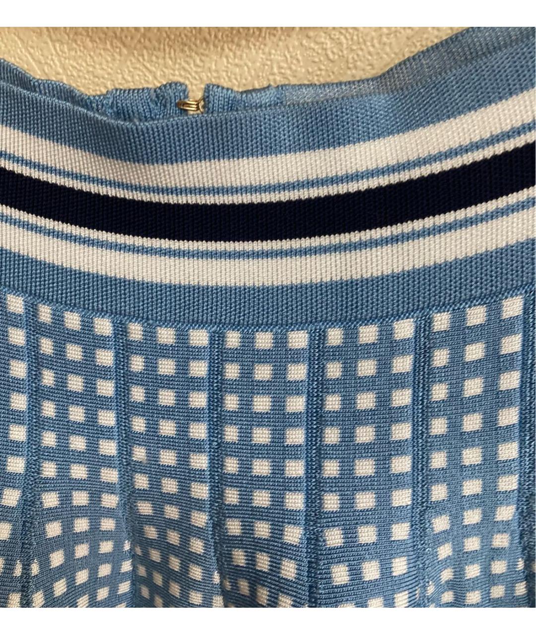 ELISABETTA FRANCHI Голубая вискозная юбка мини, фото 3