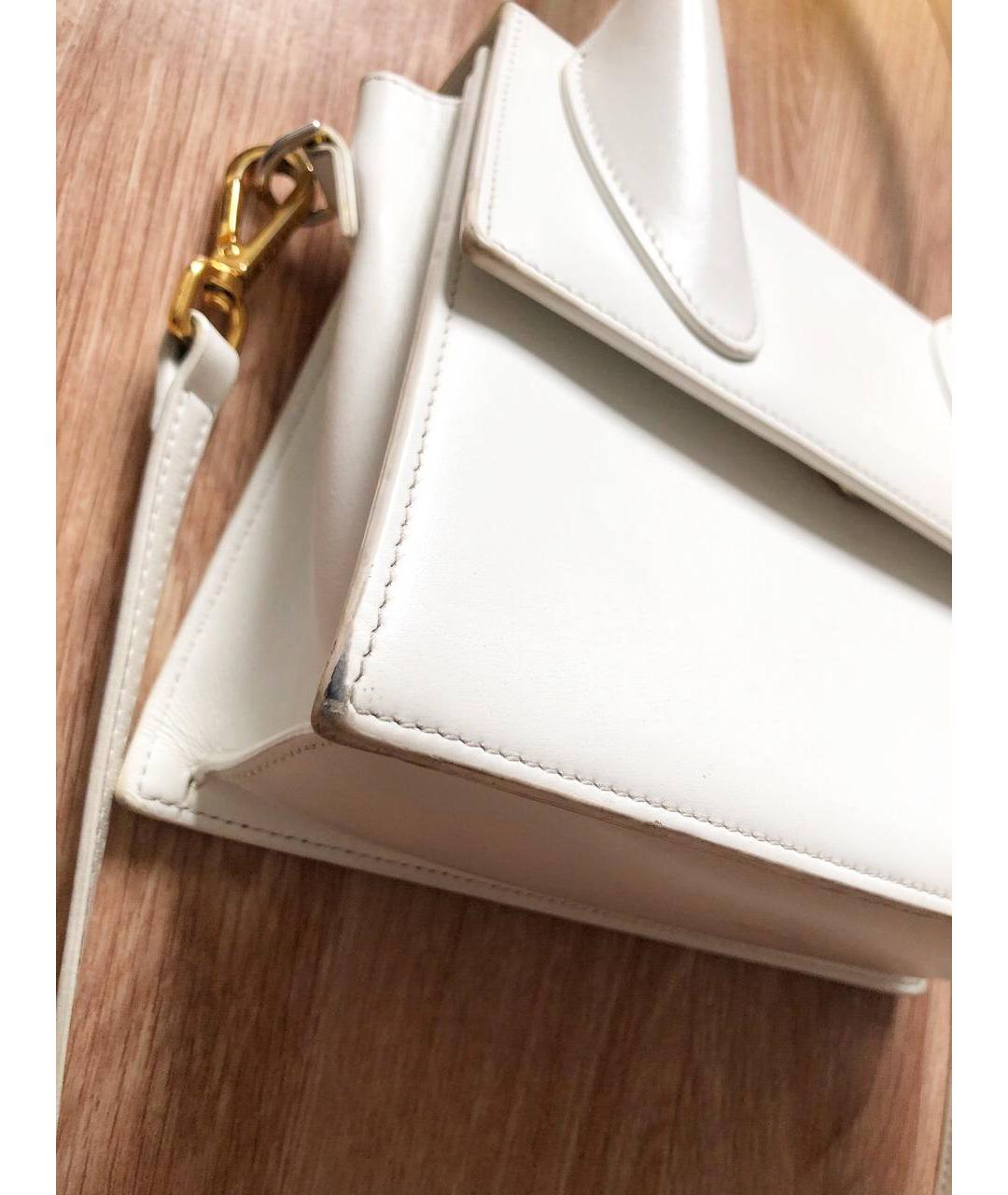JACQUEMUS Белая кожаная сумка с короткими ручками, фото 2