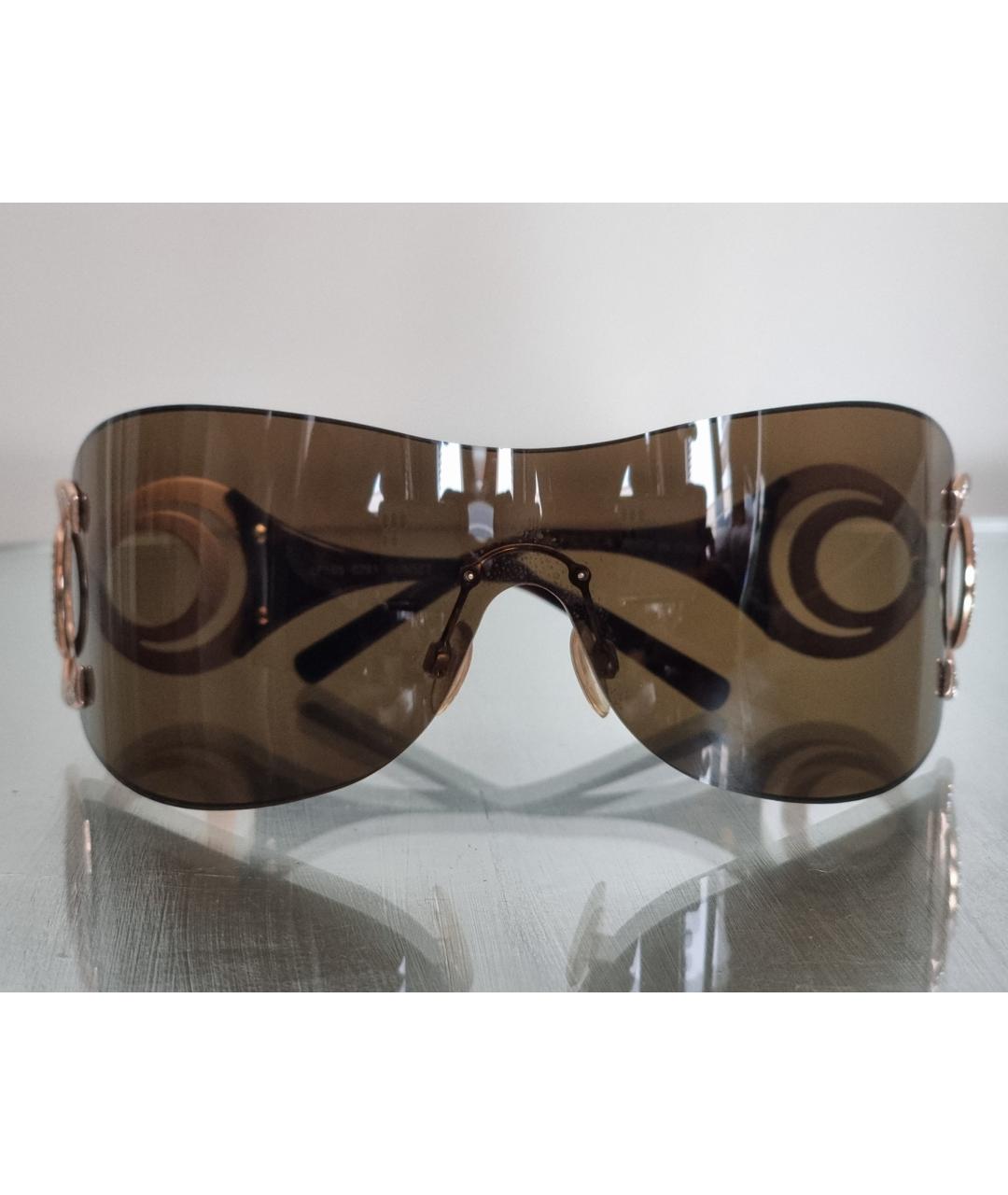 LA PERLA Коричневые металлические солнцезащитные очки, фото 10