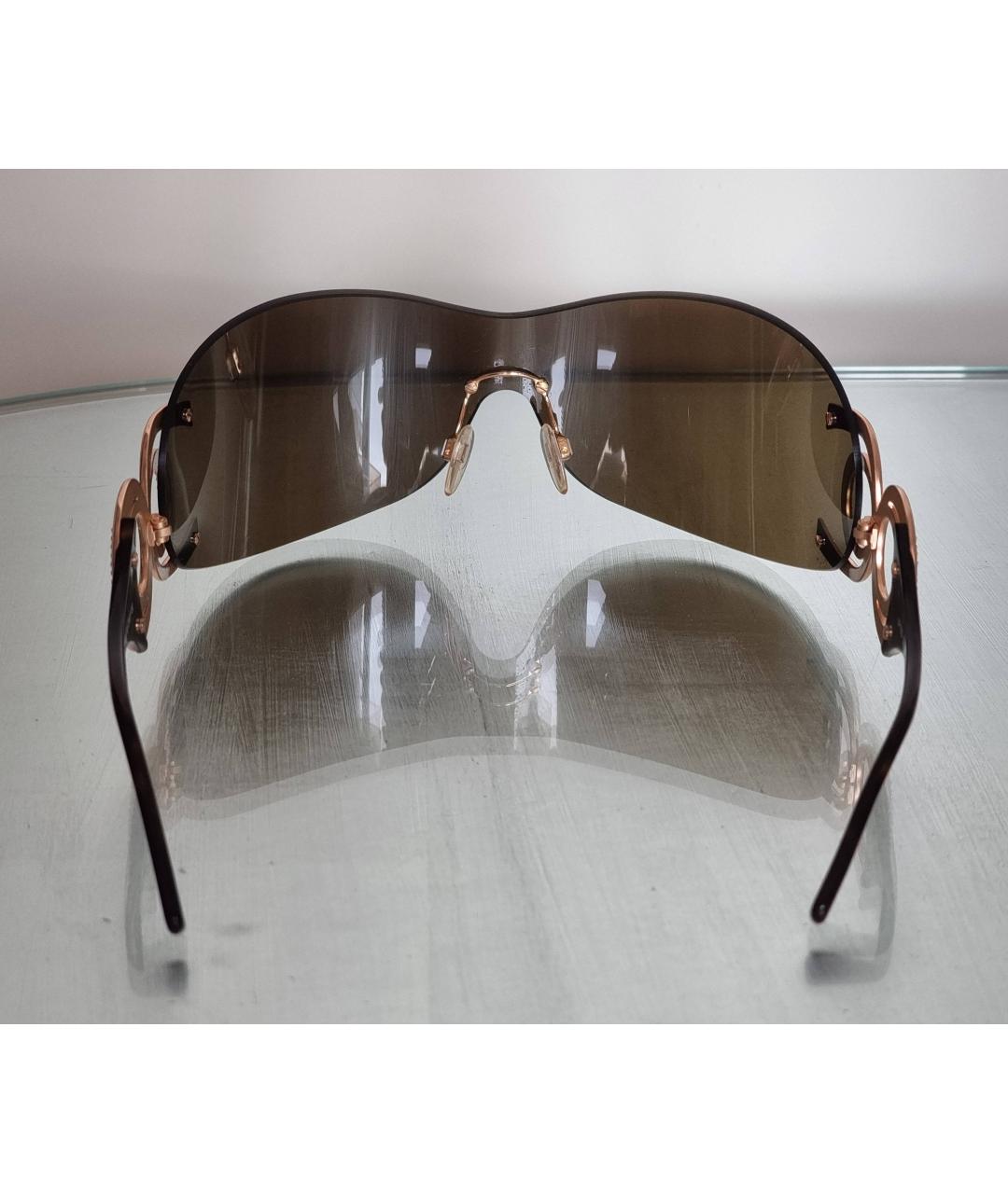 LA PERLA Коричневые металлические солнцезащитные очки, фото 3
