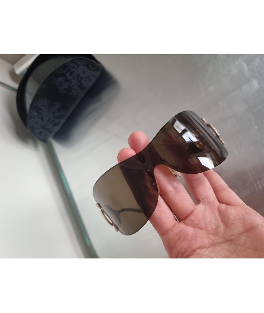LA PERLA Коричневые металлические солнцезащитные очки, фото 7