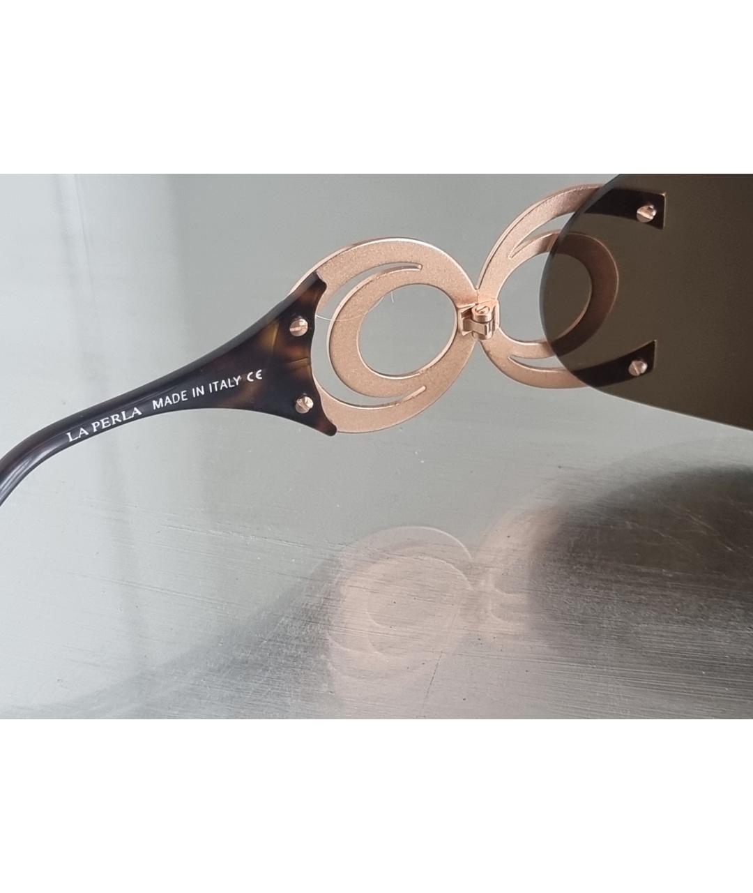 LA PERLA Коричневые металлические солнцезащитные очки, фото 8