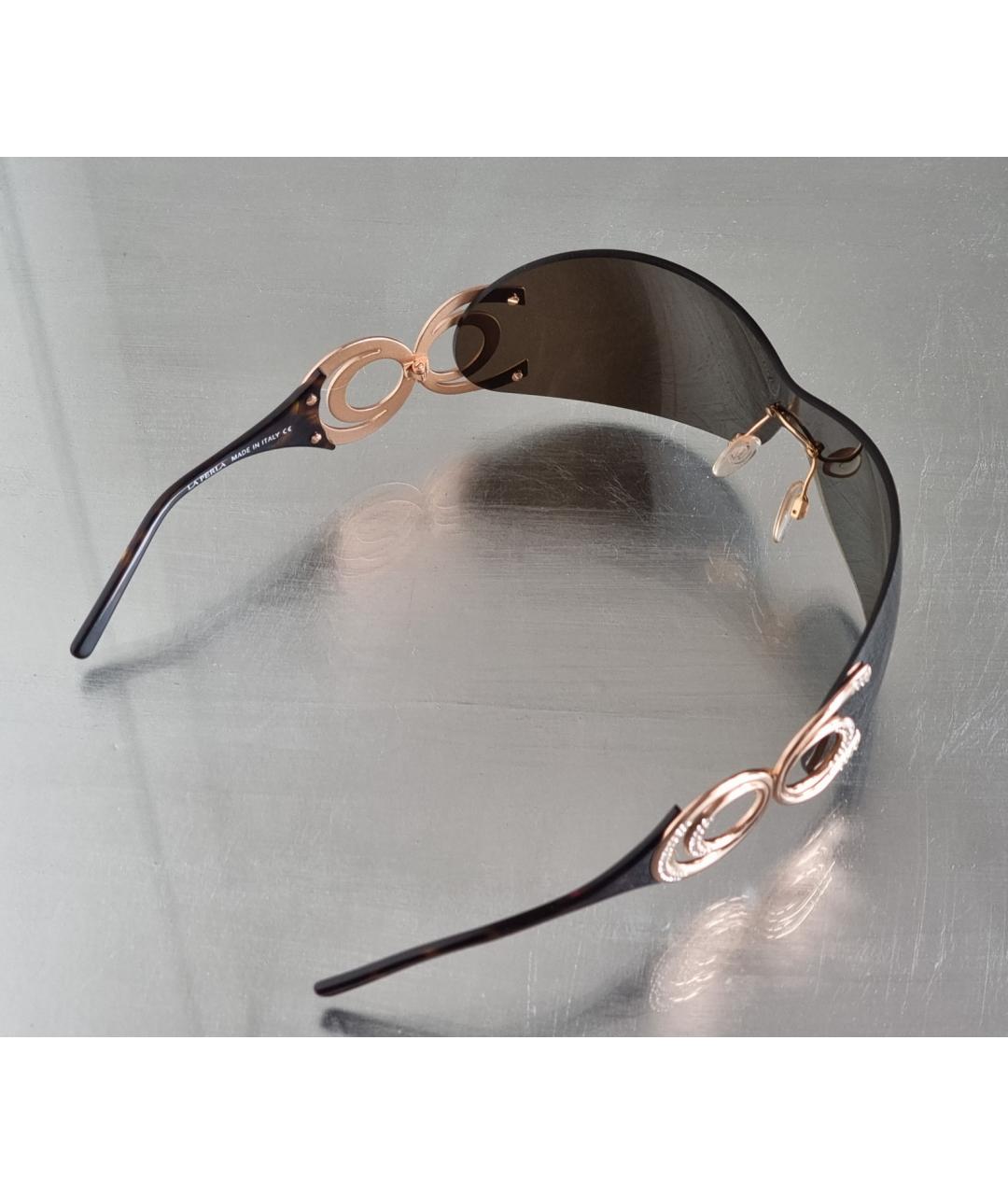 LA PERLA Коричневые металлические солнцезащитные очки, фото 2