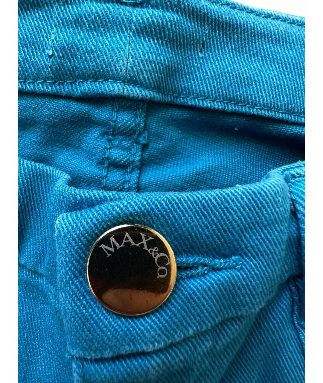 MAX&CO Бирюзовые хлопко-эластановые джинсы слим, фото 3