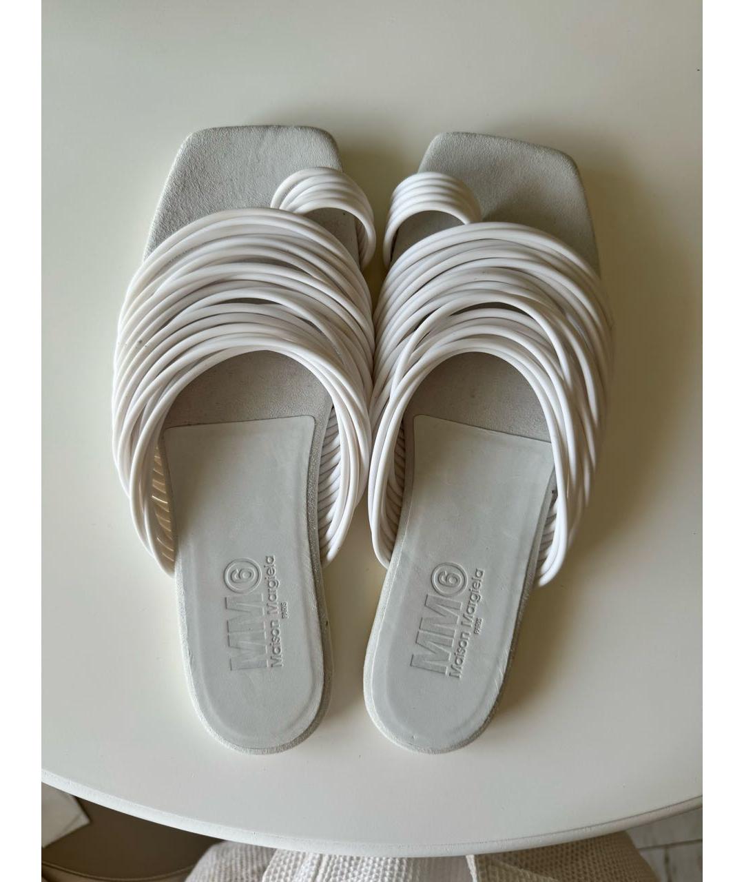 MM6 MAISON MARGIELA Белые замшевые сандалии, фото 4