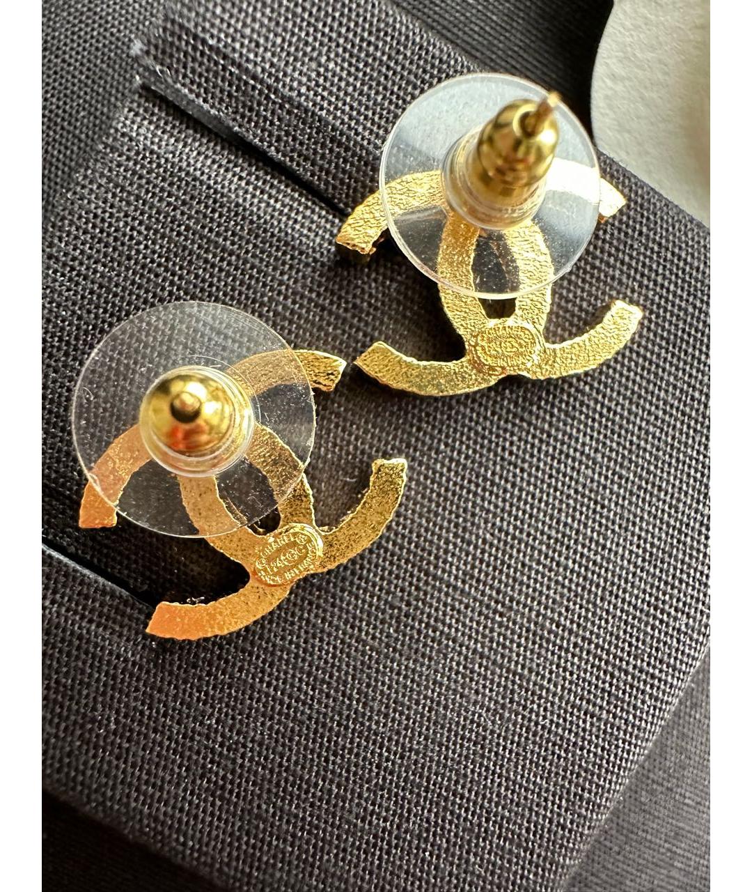 CHANEL PRE-OWNED Золотые латунные серьги, фото 4