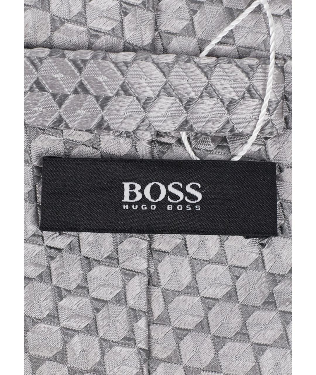 HUGO BOSS Серый шелковый галстук, фото 3