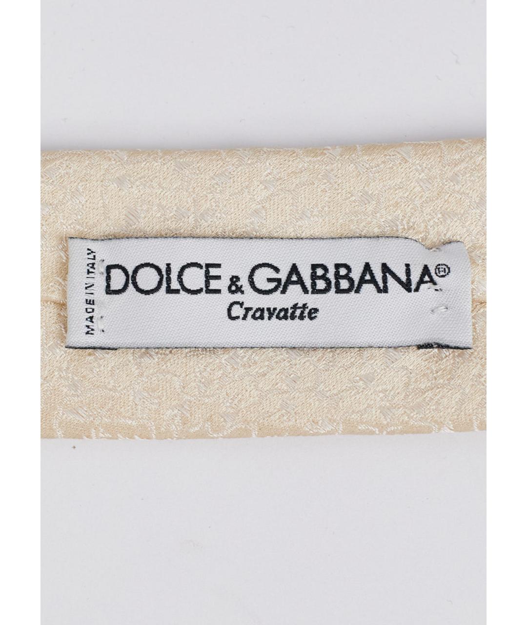 DOLCE&GABBANA Бежевый шелковый галстук, фото 3