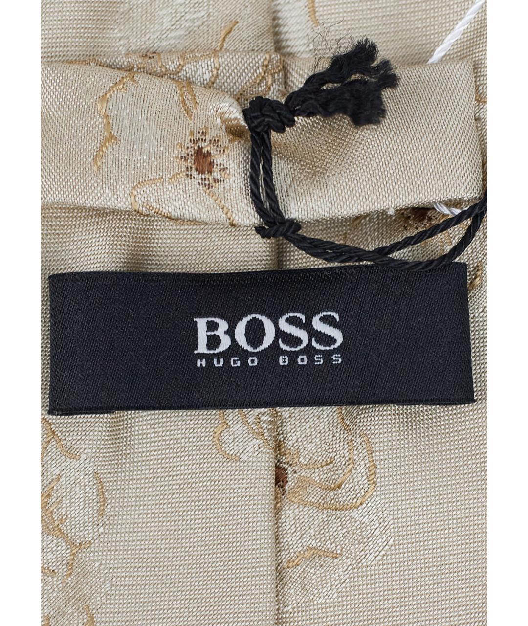 HUGO BOSS Бежевый шелковый галстук, фото 3