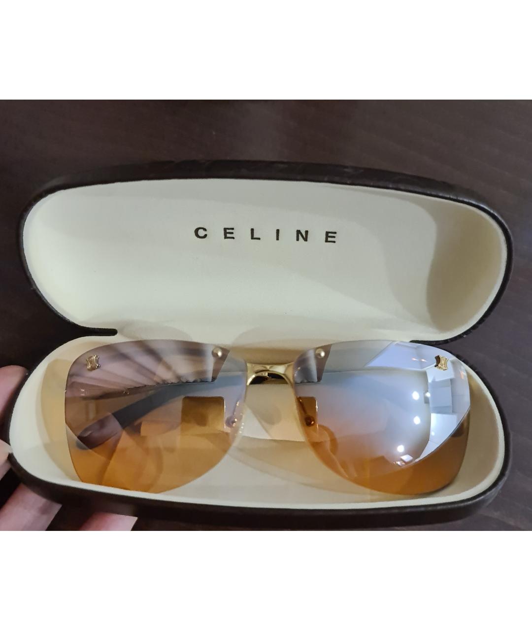 CELINE PRE-OWNED Коричневые металлические солнцезащитные очки, фото 4
