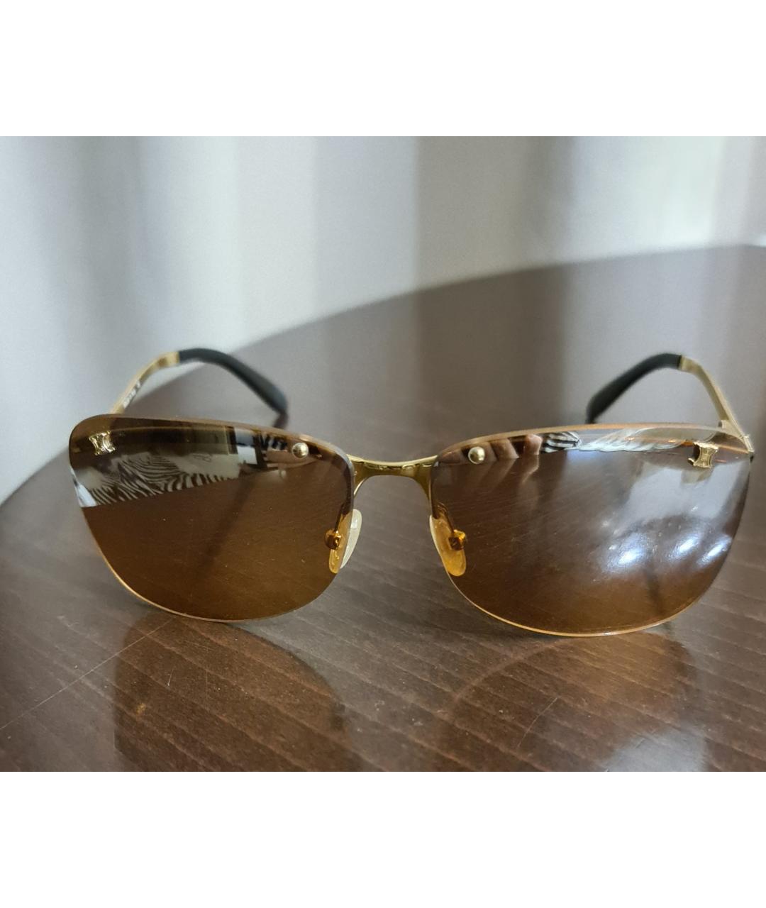 CELINE PRE-OWNED Коричневые металлические солнцезащитные очки, фото 7