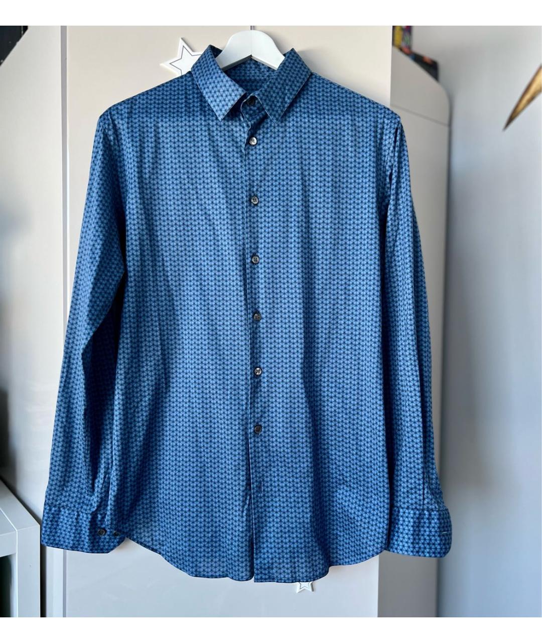 GIORGIO ARMANI Синяя шелковая кэжуал рубашка, фото 7