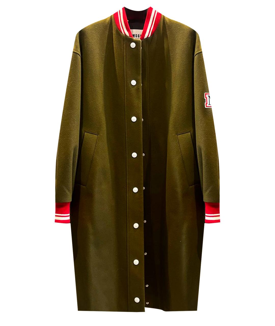 MSGM Хаки шерстяное пальто, фото 1