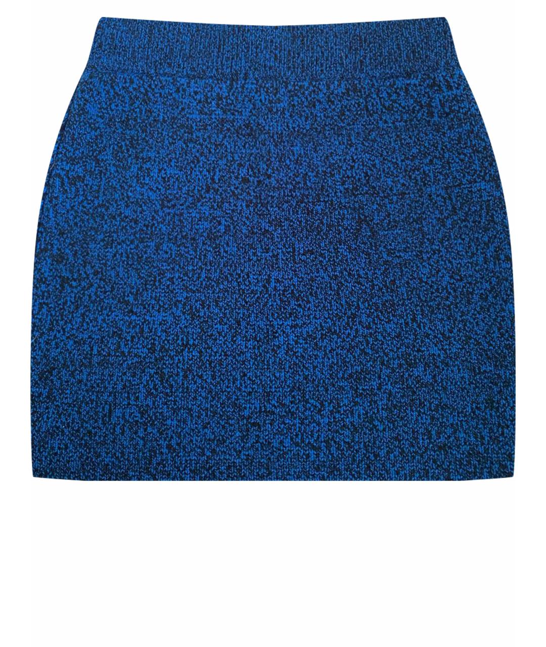 T BY ALEXANDER WANG Темно-синяя шерстяная юбка мини, фото 1