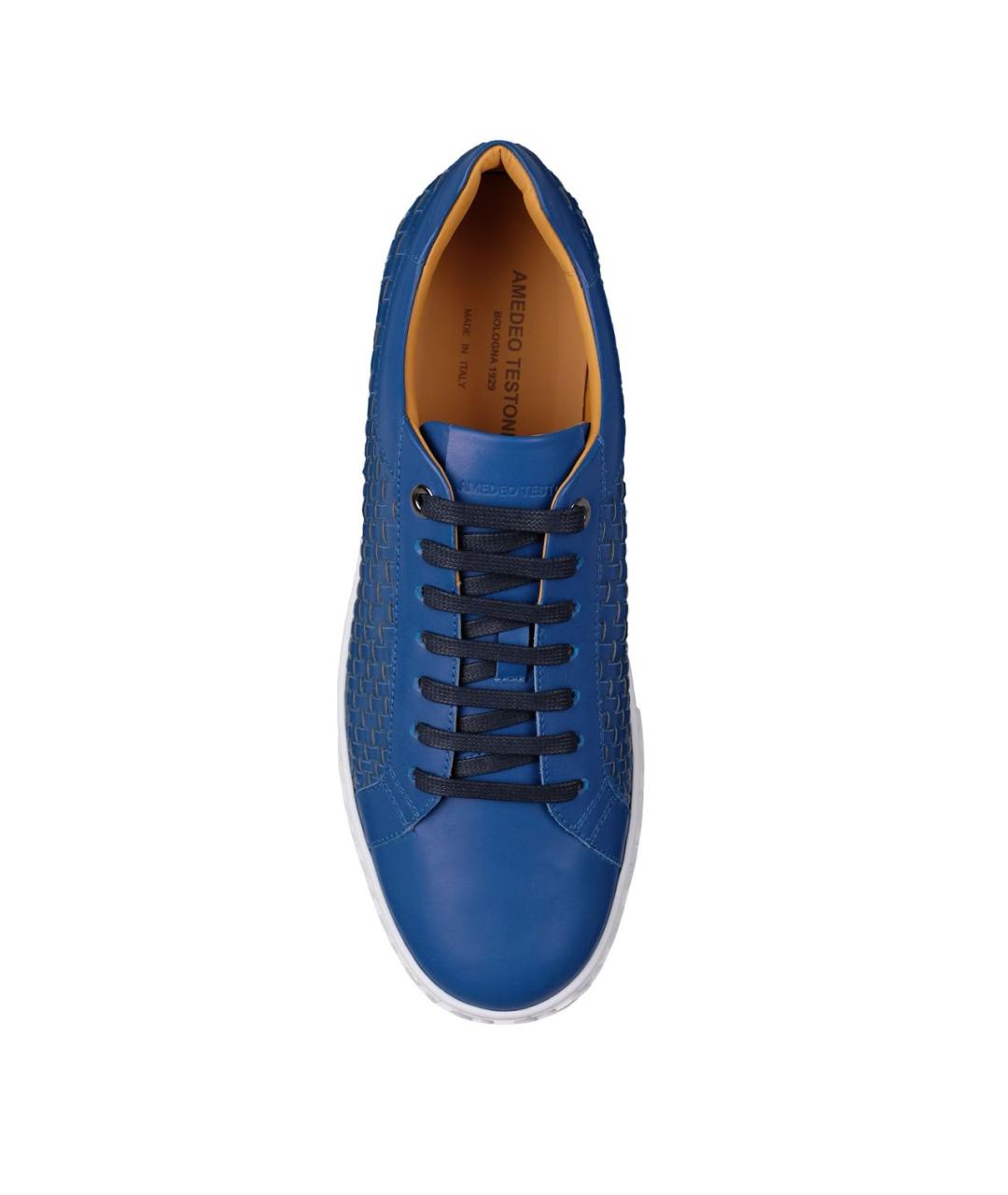 A.TESTONI Синие кожаные низкие кроссовки / кеды, фото 3