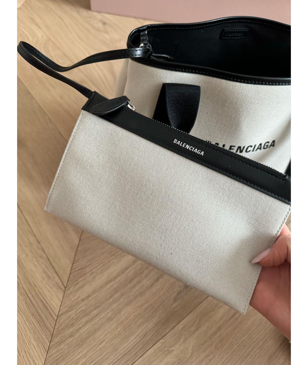 BALENCIAGA Бежевая тканевая сумка тоут, фото 5