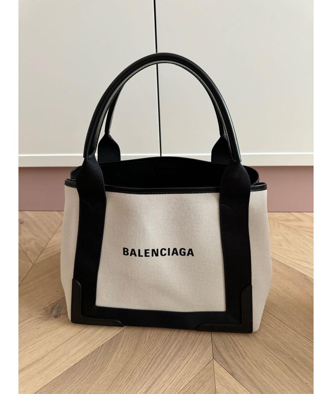 BALENCIAGA Бежевая тканевая сумка тоут, фото 9