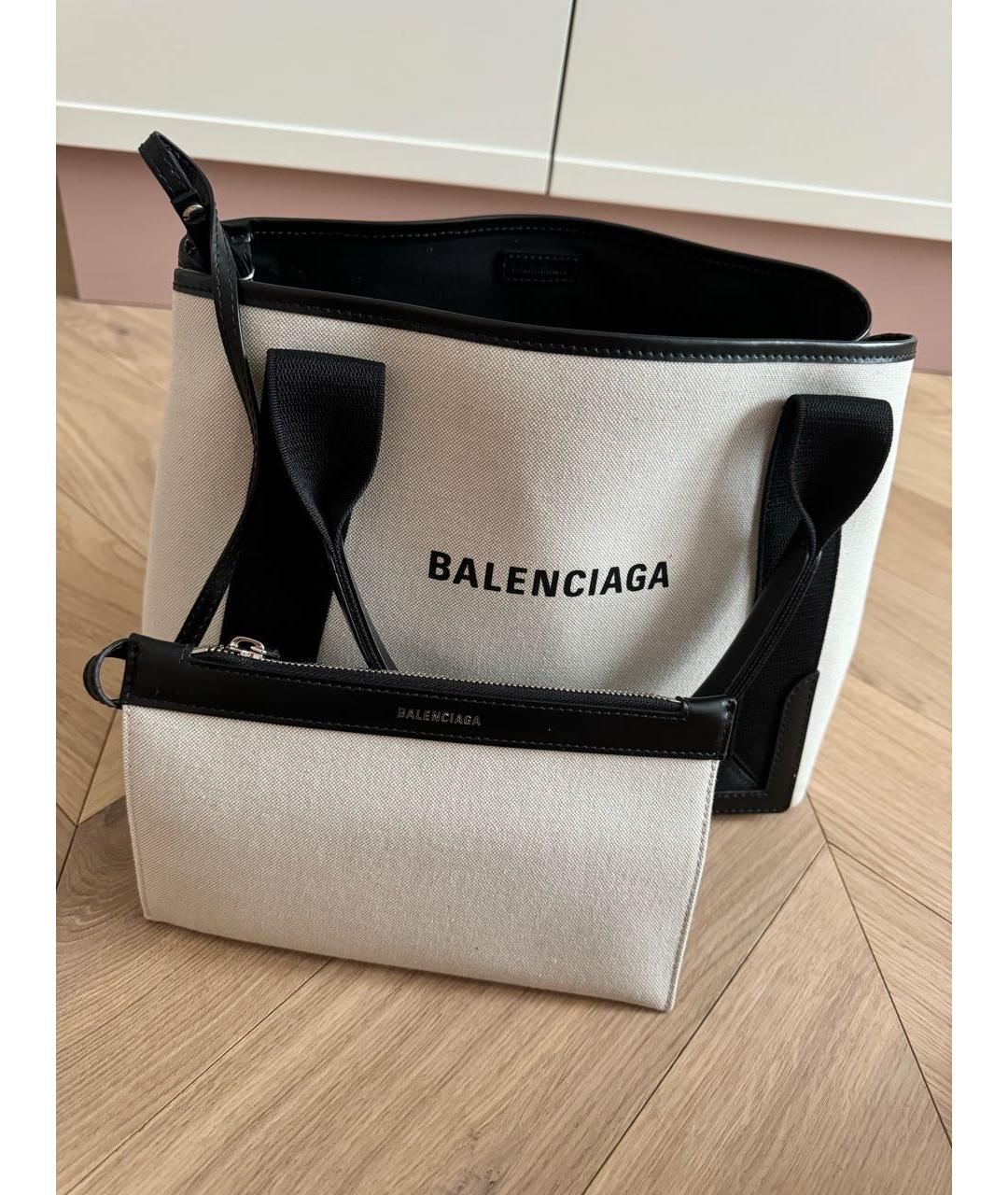BALENCIAGA Бежевая тканевая сумка тоут, фото 4