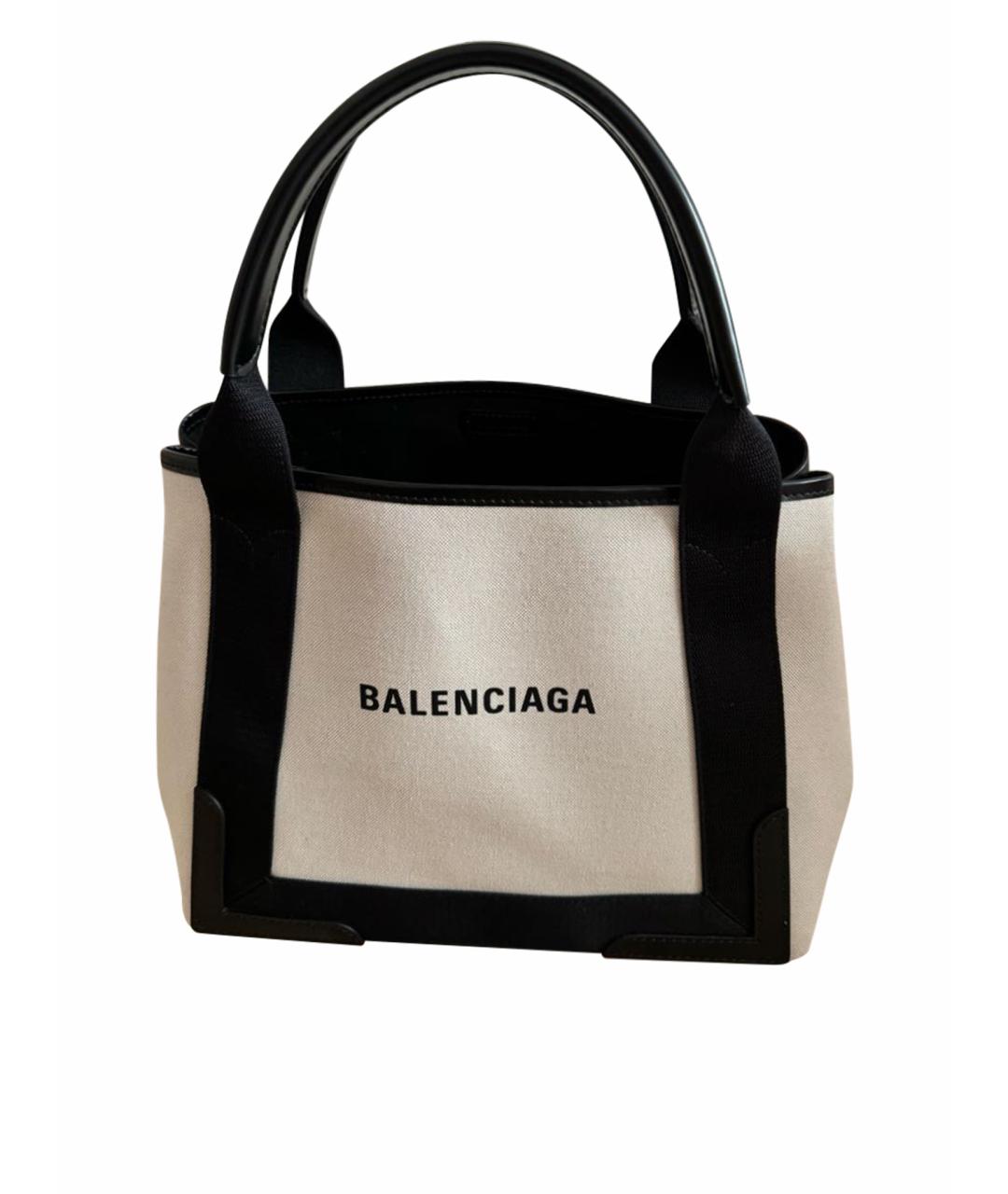 BALENCIAGA Бежевая тканевая сумка тоут, фото 1