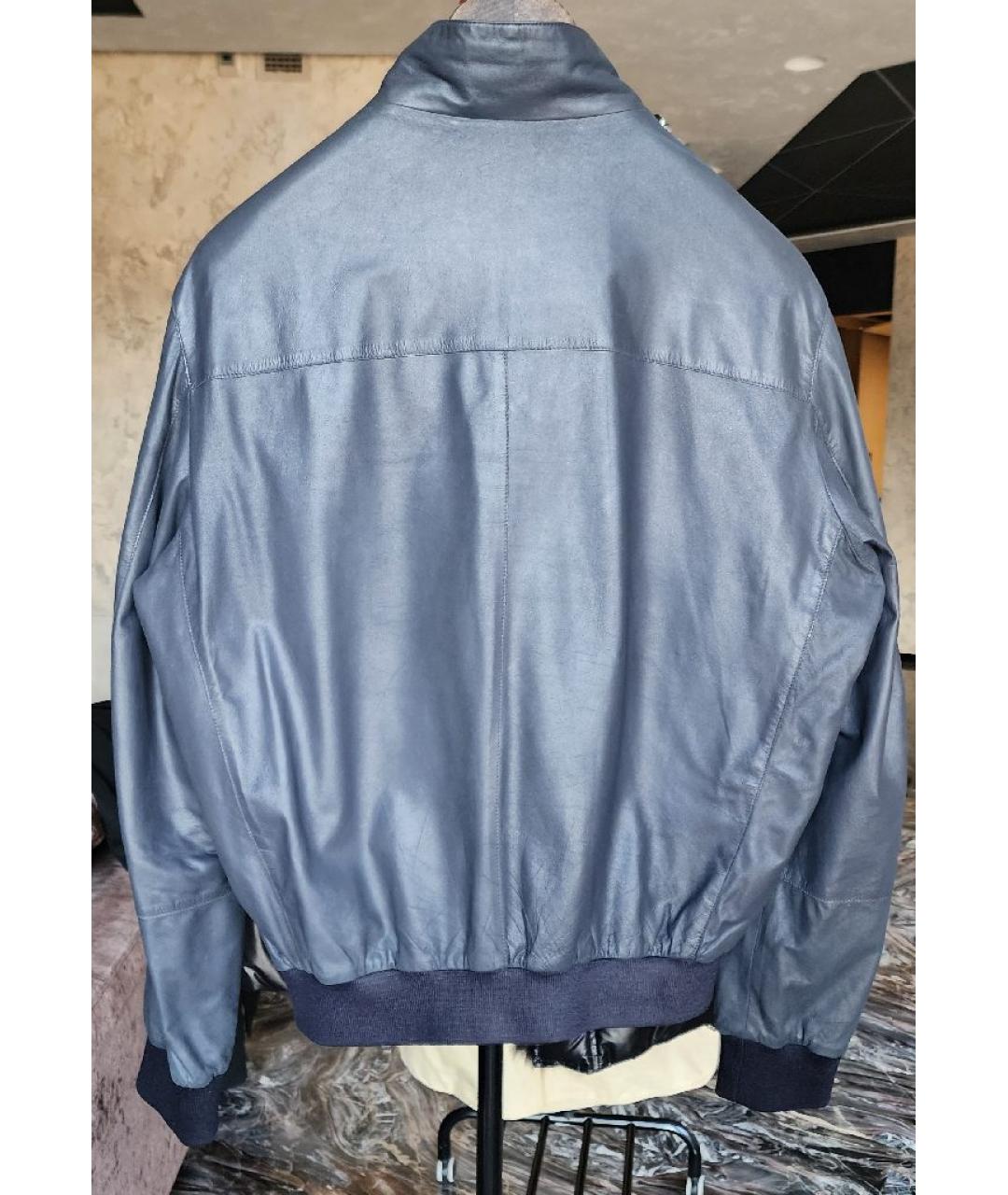 ENRICO MANDELLI Темно-синяя кожаная куртка, фото 2