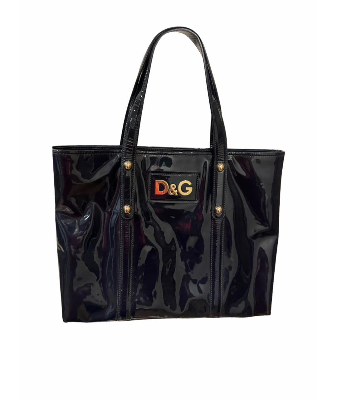 DOLCE&GABBANA Темно-синяя сумка через плечо из лакированной кожи, фото 1