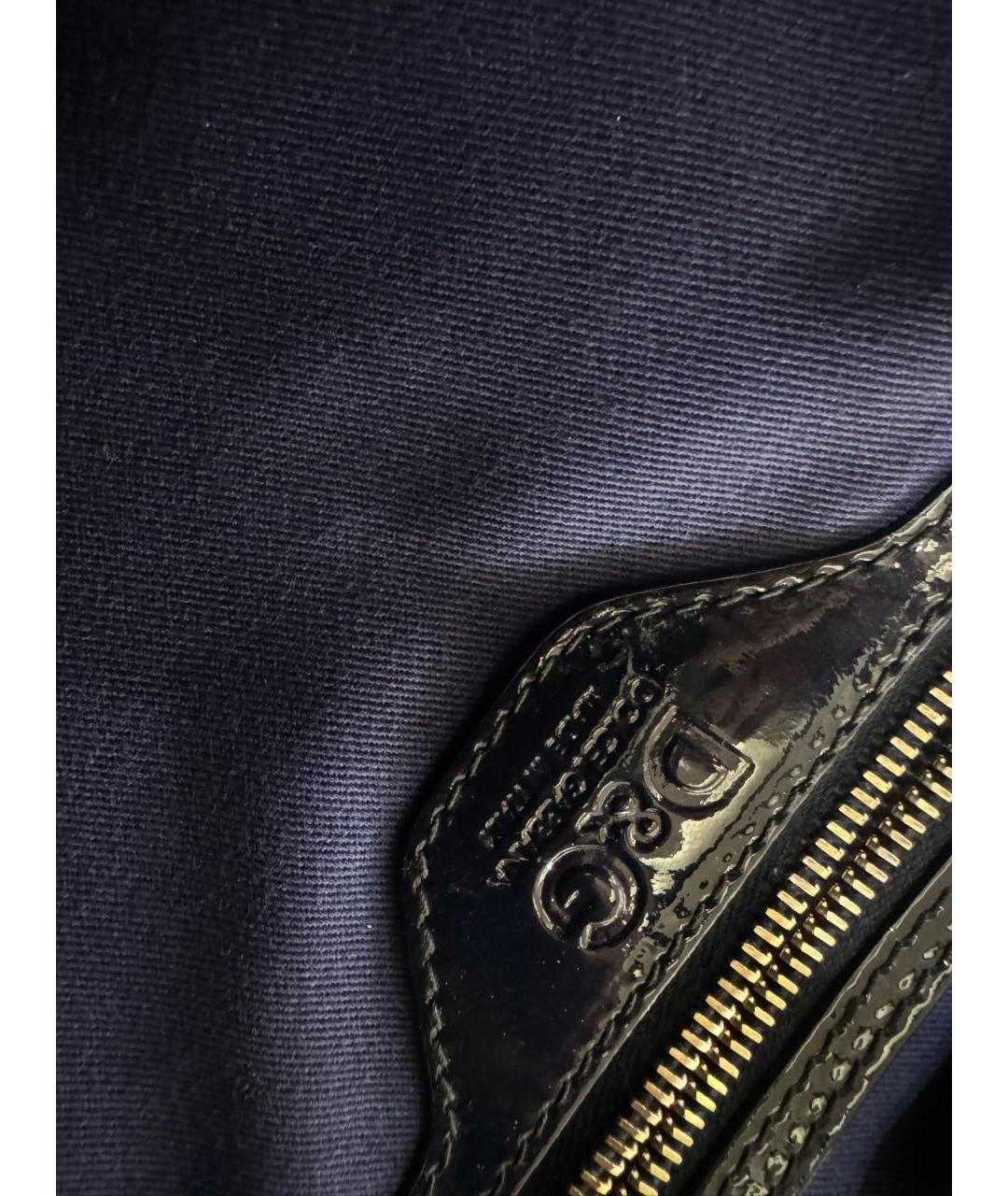 DOLCE&GABBANA Темно-синяя сумка через плечо из лакированной кожи, фото 8