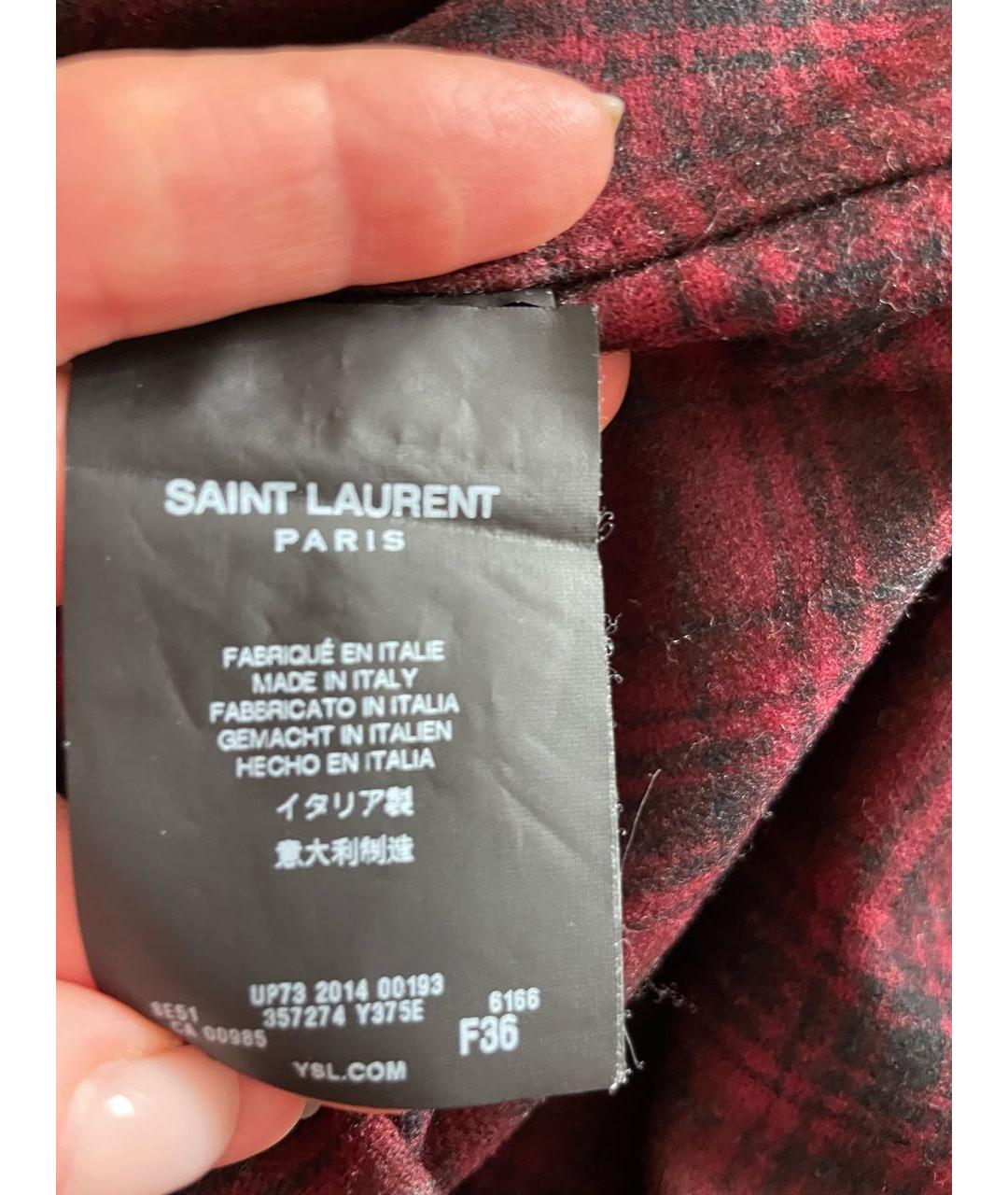 SAINT LAURENT Бордовая шерстяная рубашка, фото 4