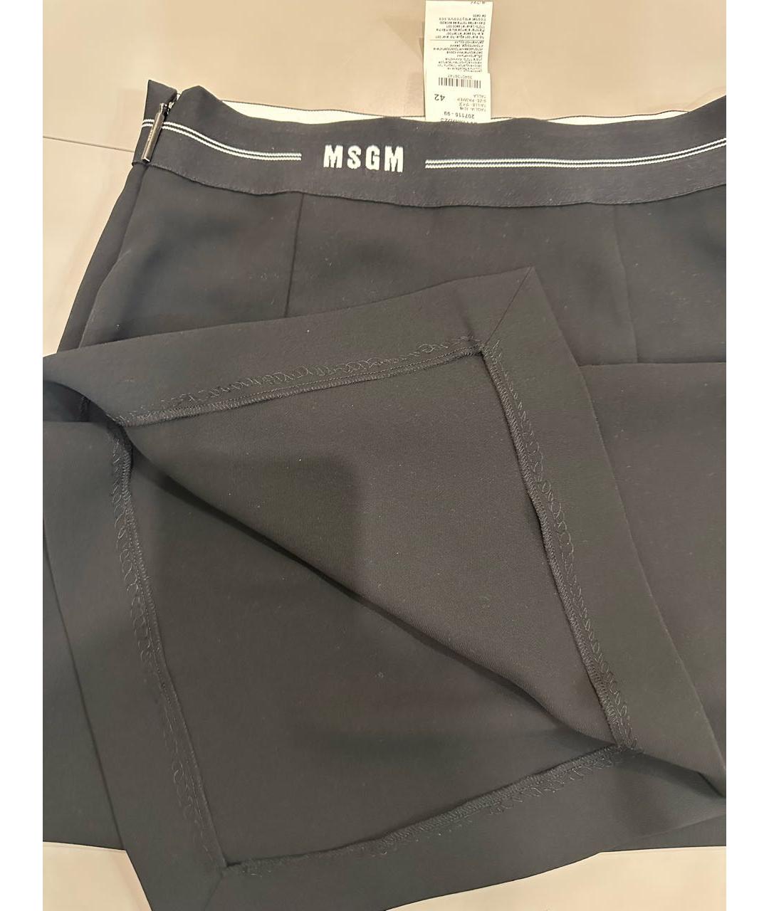MSGM Черная полиэстеровая юбка миди, фото 4