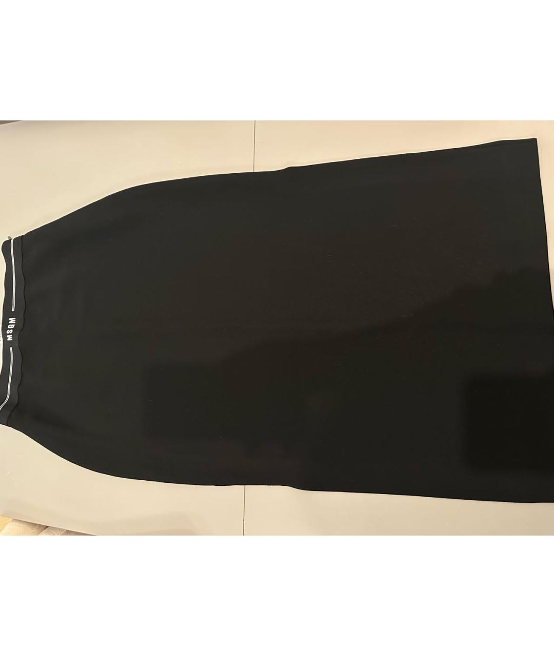 MSGM Черная полиэстеровая юбка миди, фото 7