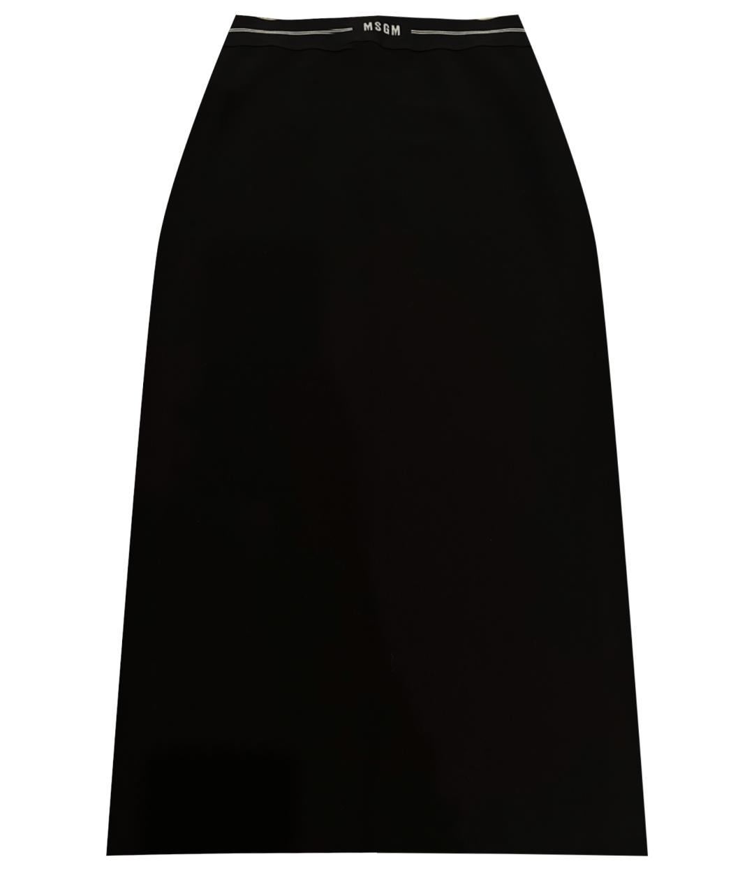 MSGM Черная полиэстеровая юбка миди, фото 1