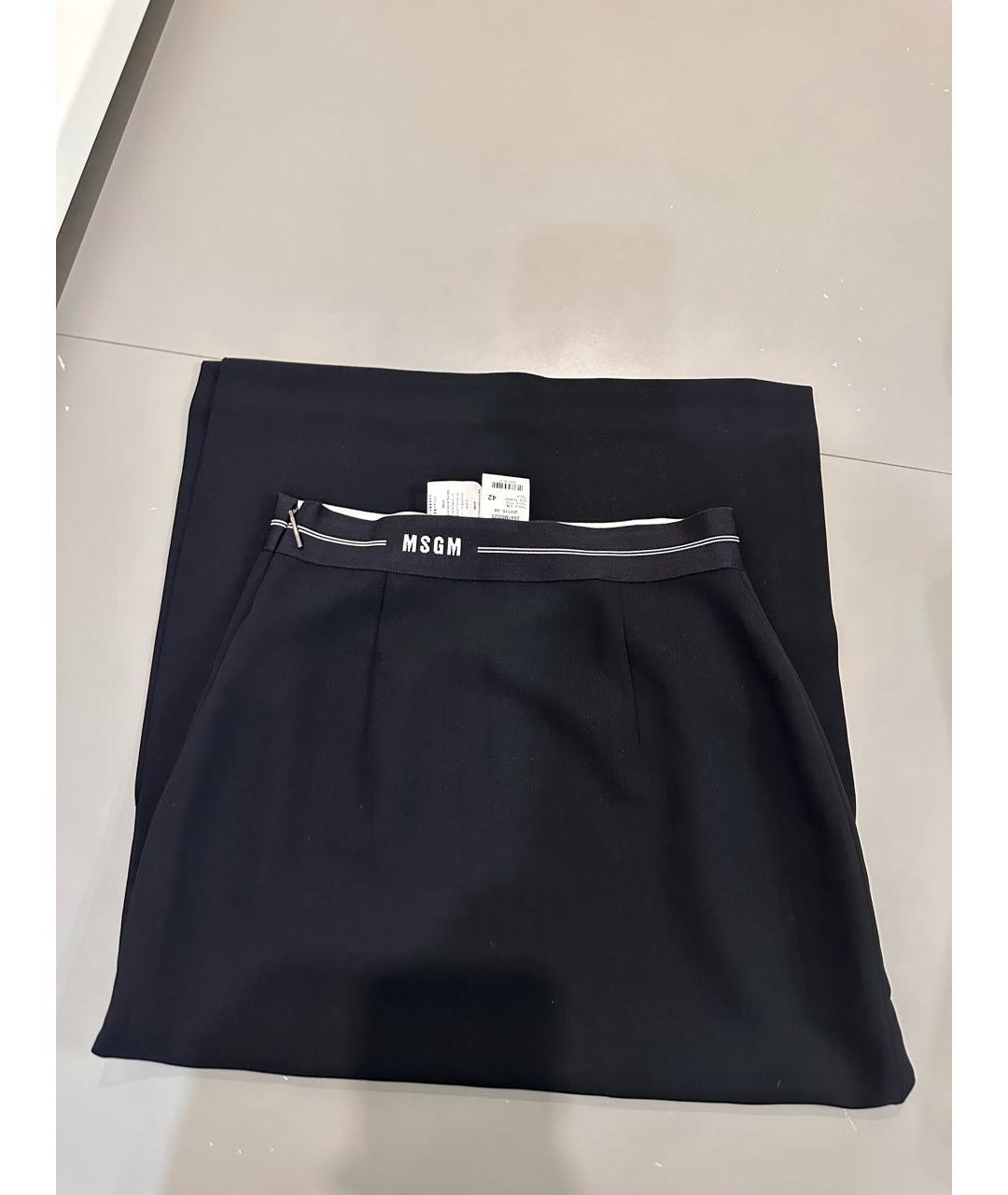 MSGM Черная полиэстеровая юбка миди, фото 2