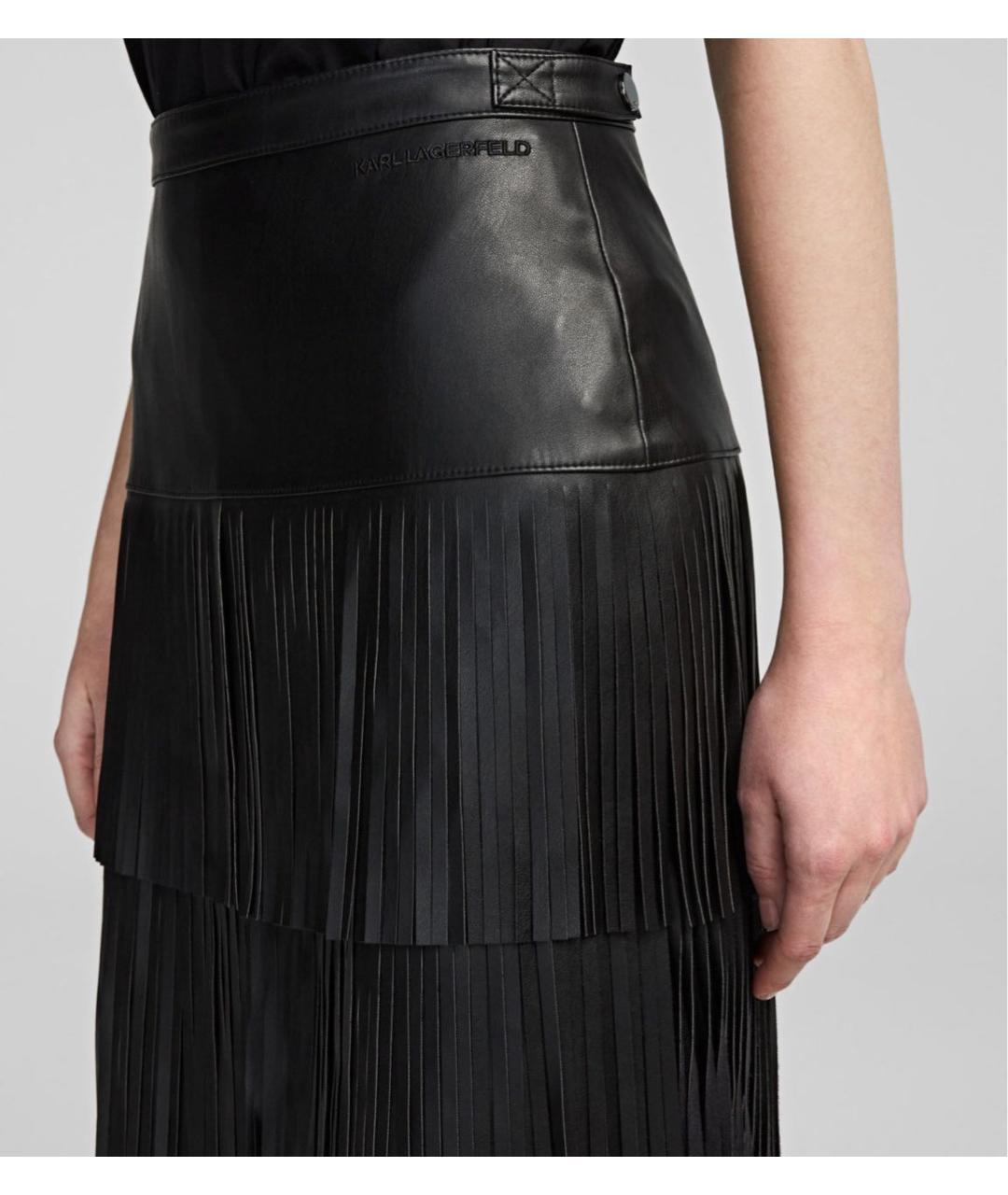 KARL LAGERFELD Черная полиамидовая юбка миди, фото 3