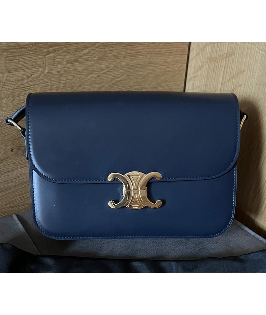 CELINE PRE-OWNED Синяя кожаная сумка через плечо, фото 2