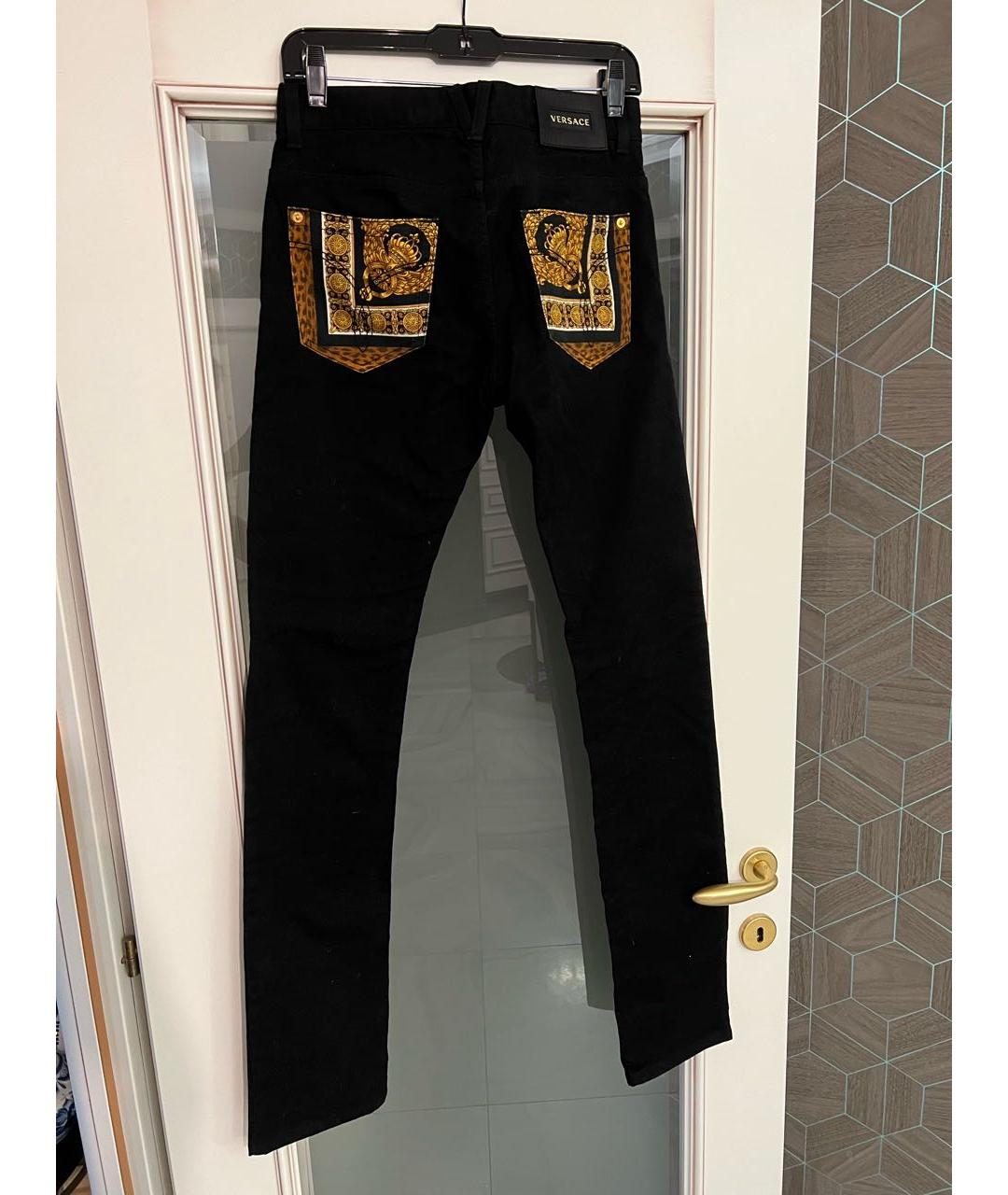 VERSACE Черные хлопко-полиэстеровые джинсы скинни, фото 2
